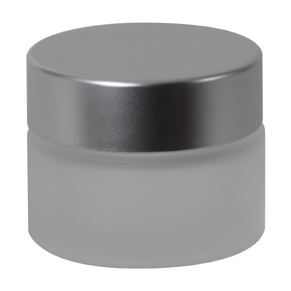 15mL Frosted Glass Jar with 46mm Brushed Silver Lid with F217 Liner U